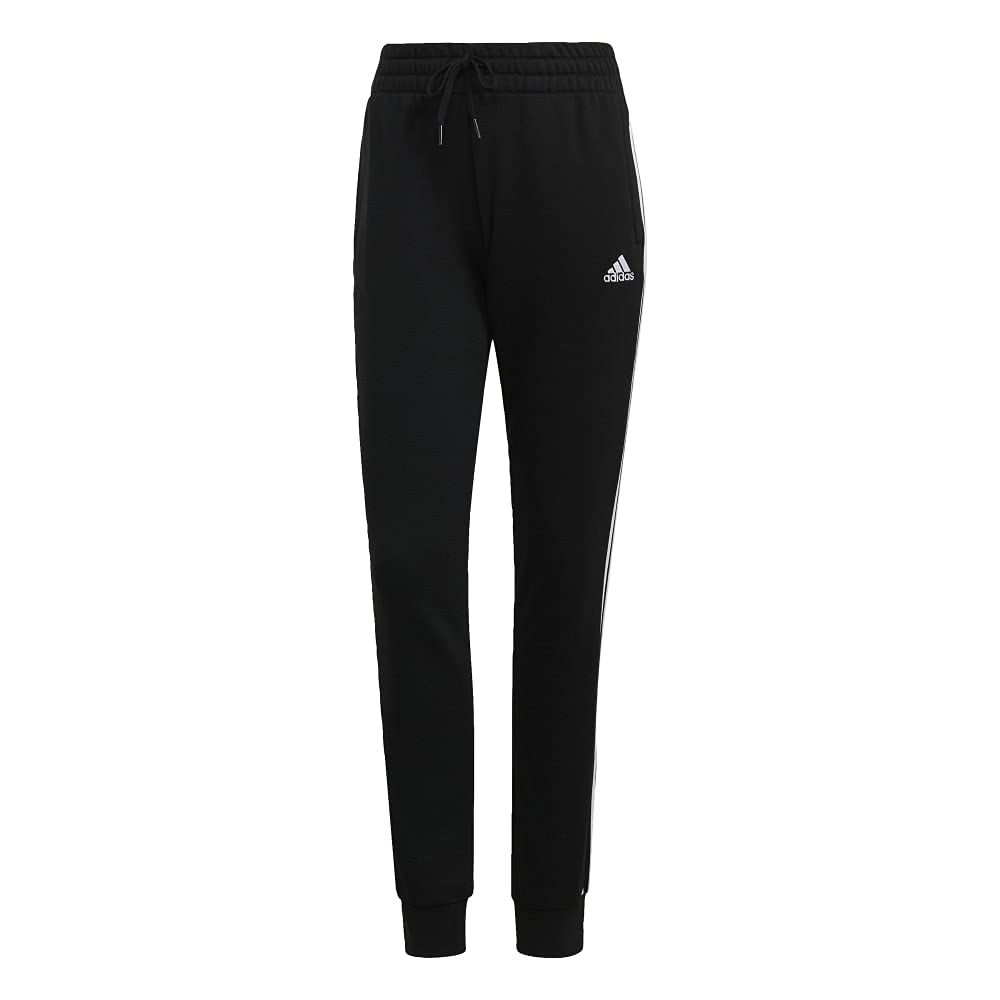 adidas,Womens,3-Stripes French Terry C Pants,Black/White,Medium