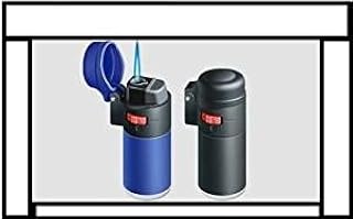 ZENGA Black Or Blue Rubber Windproof Jet Lighter With Flame Lock, See-Through, Modern Style, Blue Color