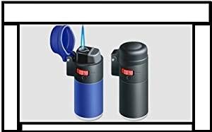 ZENGA Black Or Blue Rubber Windproof Jet Lighter With Flame Lock, See-Through, M
