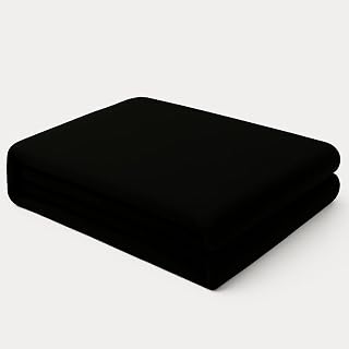Flat Sheet Bed Linen Soft Easy Care PolyCotton Blend Plain Dyed Flat Bed Sheet (Single, Black)