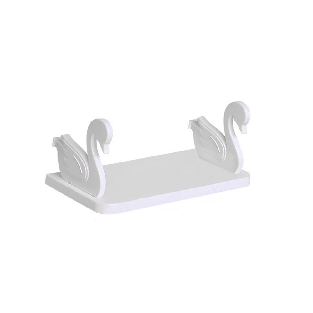Swan Shelf Self-Adhesive Creative Plastic Floating Shelf Simple White/Grey Bathr