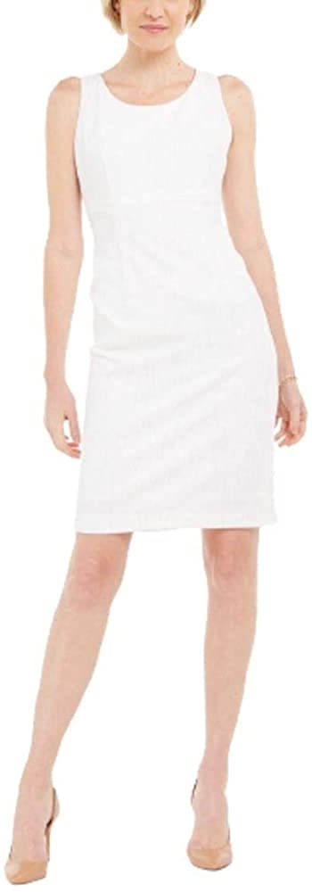 Kasper Women's Sleeveless Jewel Neck Ribbed Foil Knit Sheath Dress