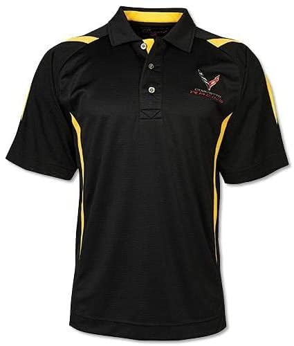 C8 Corvette Racing Pegasus Polo Shirt: Black/Yellow (XX-Large)