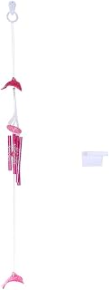 Bell Blessing Wind Chime 4 Metal Tubes Crystal Dolphin Hanging Decoration Wind Chime Creative Bell Blessing Gift for Home Garden(Pink)