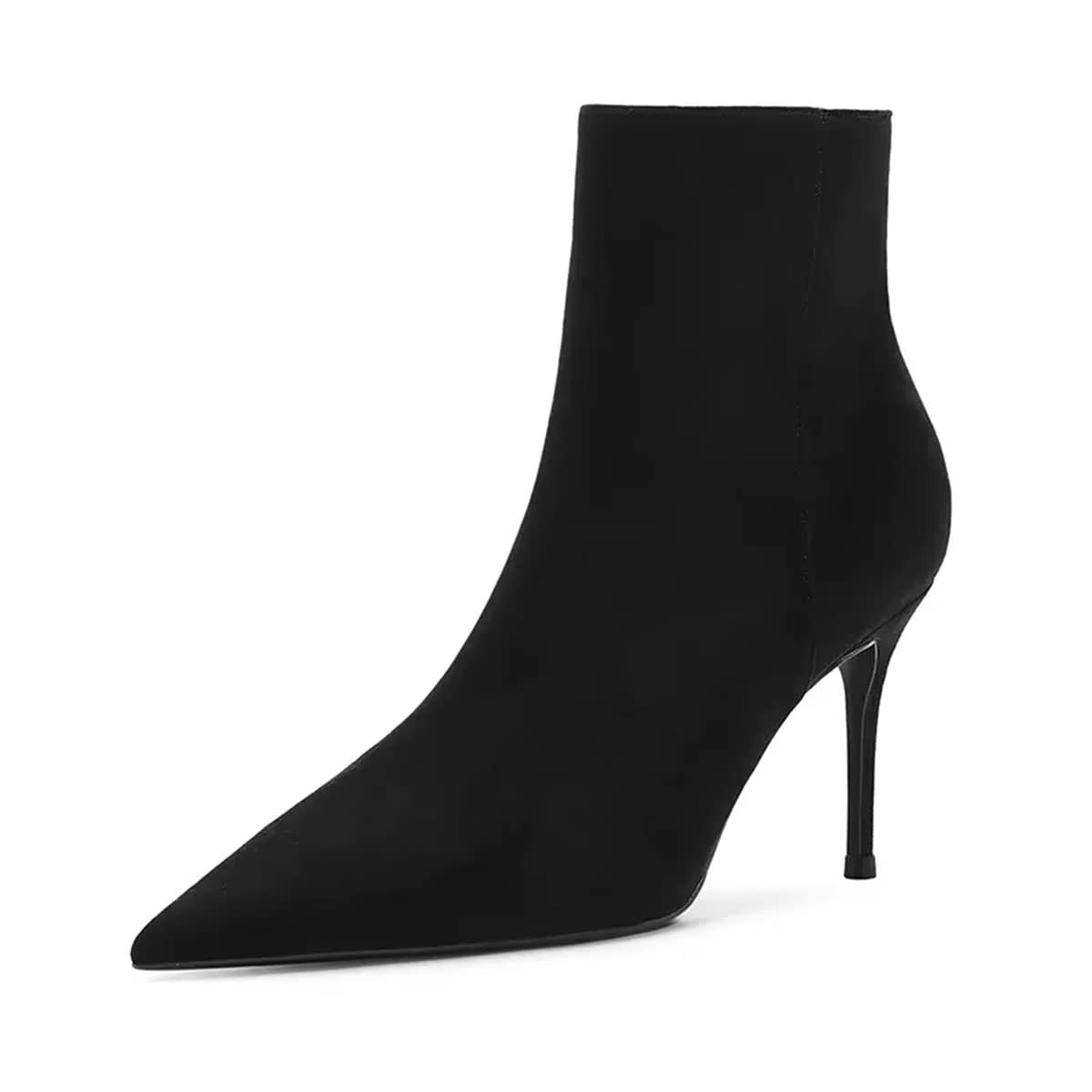 HDEUOLM Women's High Heel Pointed Toe Ankle Boots Slip-on Zipper Wedding Dress 8