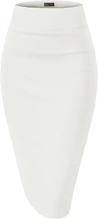 Hybrid & Company Women's Premium Nylon Ponte Stretch High Waist Pencil Suit Skirt Below Knee