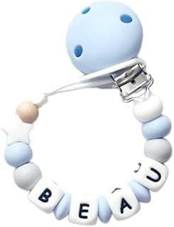 Twinkle Star Baby Blue, Grey & White Personalised Star Dummy Clip