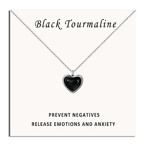SmileBelle Heart Necklace for Women Black Tourmaline Red Carnelian Necklace | Bl