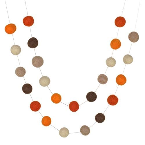 Matthew + Mae 6 FT Fall Garland - 1" Balls - Orange/Brown | 6-Foot String With 2