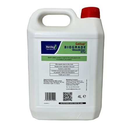 Gallup Biograde Weedkiller RTU 4L - Extra Strong Glyphosate Spray for Effective 