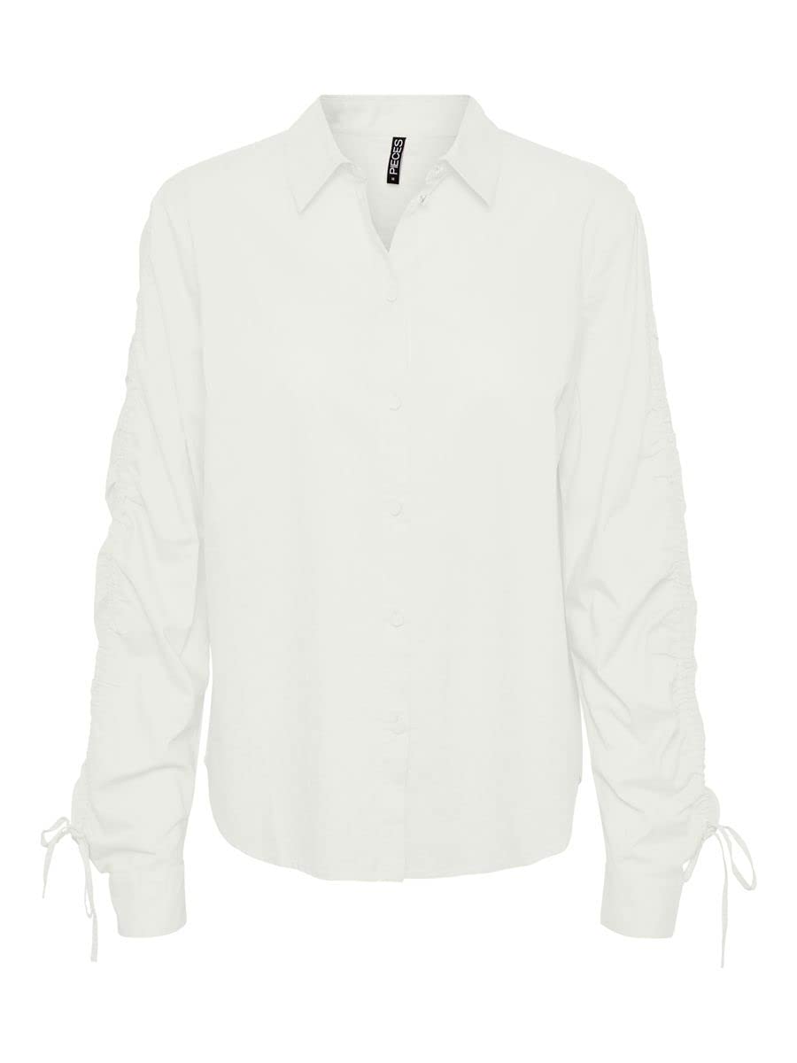 Pieces Pcbrenna LS Detail Shirt BC, Cloud Dancer, XL