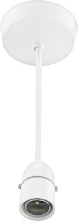 BG Electrical Light Pendant Set, Ceiling Light Rose, Cord and Bulb Holder Kit for B22 Bayonet Bulb, Heat Resistant, White, 6" Flex, 3" Base, 666-01
