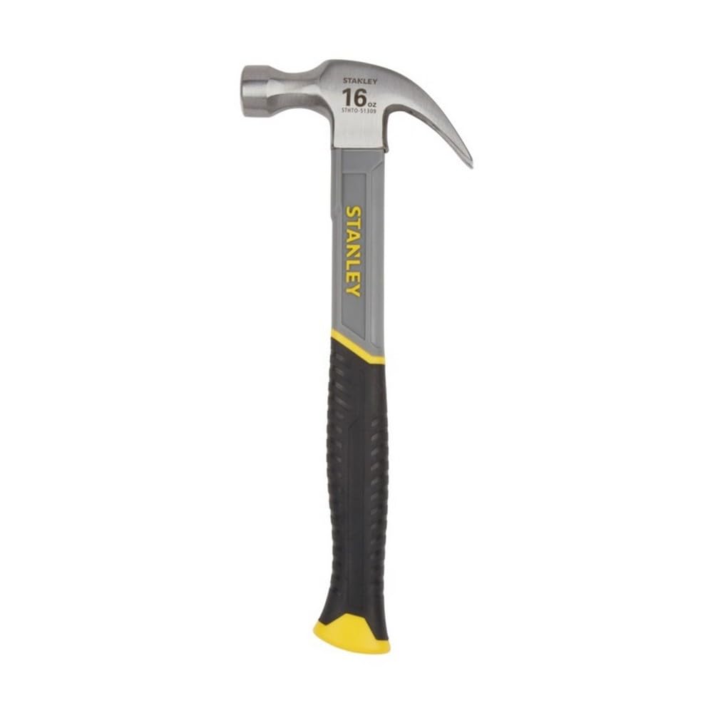 STANLEY 450g Curve-Claw Fibreglass Hammer, STHT0-51309 | Bi-Material Grip for Co