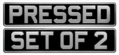 Generic Set of 2 Classic Metal Pressed Number Plates made in UK car shows Plates