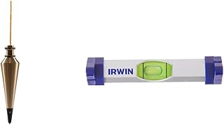 Swanson Tool Co PB008B 8 ounce Brass Plumb Bob with String & IRWIN 1794484 Aluminum Line Level, Silver