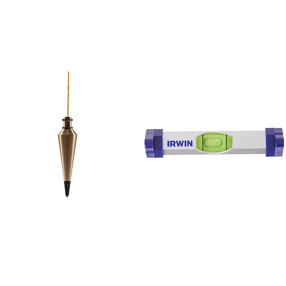 Swanson Tool Co PB008B 8 ounce Brass Plumb Bob with String & IRWIN 1794484 Alumi