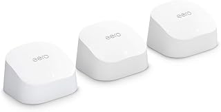 Like-New Amazon eero 6 mesh wifi system - Supports internet plans up to 500 Mbps, Coverage up to 4,500 sq. ft., Connect 75+ devices, 3-pack (1 router + 2 extenders)