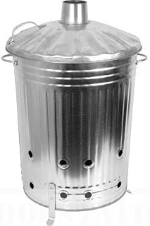 90 Litre 90L Extra Large Galvanised Metal Incinerator Recycle Garden Rubbish Fire Burning Bin Leaves Wood Burner
