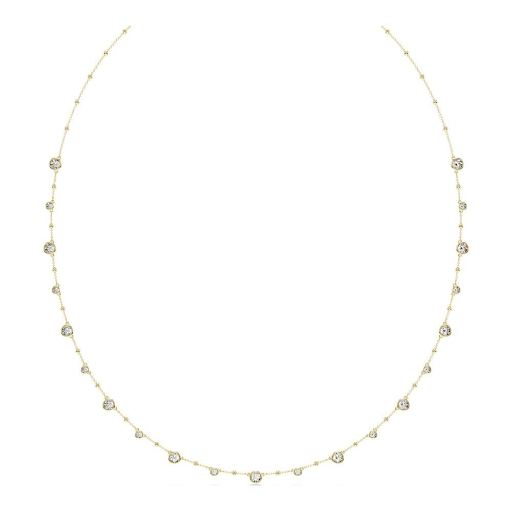 Swarovski Imber Strandage Necklace, Clear Round-Cut Crystals and Shiny Metal Dro