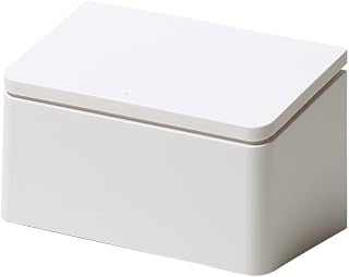 ideaco 308WH TUBELOR Flatrectangle Trash Can with Lid, 4.0 fl oz (1.8 L) Tubular Flat Rectangle White