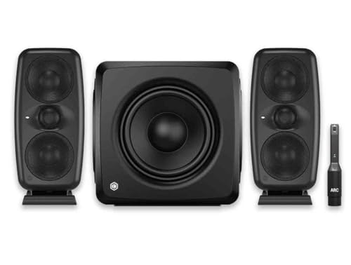 IK Multimedia iLoud MTM MKII Pair with ARC Mic & iLoud Sub Bundle, 25Hz Compact 