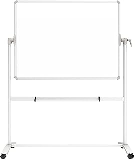 VIZ-PRO Double-Sided Magnetic Mobile Whiteboard on Wheels, 48 x 36 Inches | Rolling Dry Erase Board with Stand for School Office Home 4' x 3'