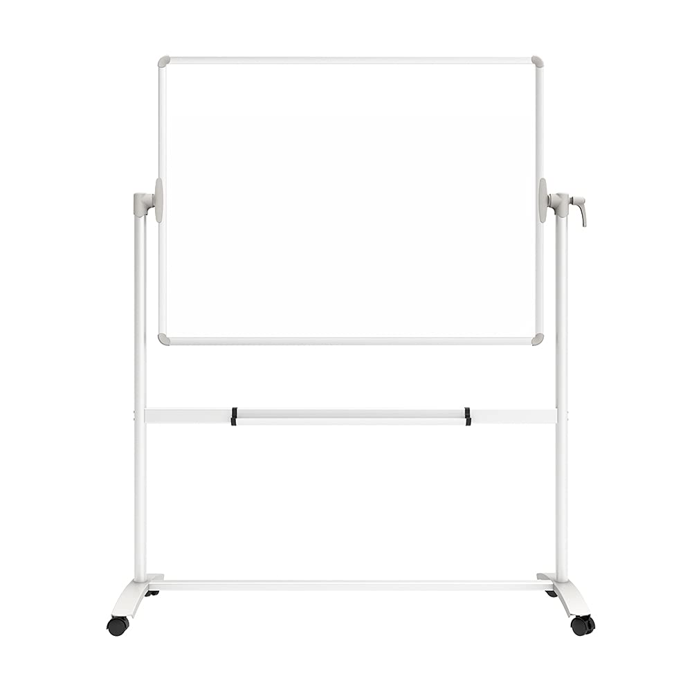VIZ-PRO Double-Sided Magnetic Mobile Whiteboard on Wheels, 48 x 36 Inches | Roll