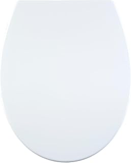 AQUALONA® Premium Thermoplastic Toilet Seat Soft Close Hardwearing Seat with One Button Hinge Release Oval Shaped Easy to Clean Simple Installation Top and Bottom Fittings (White - Oval Shaped)
