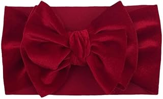 Baby Girls Bow Headbands, Stretchy Velvet Hair Bows Headbands Solid Color Wide Turban Knotted Big Bow Elastic Hairbands Headwraps Hair Accessories