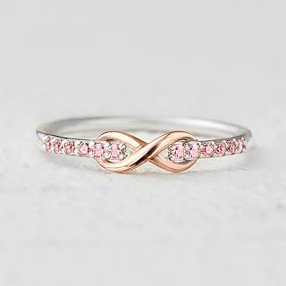Elegant Daily Rings for Women, Shiny Cubic Zirconia Jewelry with Eight Shape Infinity Design