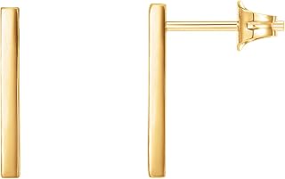 PAVOI 14K Gold Plated Sterling Silver Post Dainty Mini Bar Stud Earrings | Gold Earrings for Women