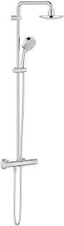 GROHE Tempesta Sistema 210 27922000 with Thermostatic Mixer Tap (210 mm Shower, 3 Jets, Thermostatic, EcoJoy Water Saving), Chrome,