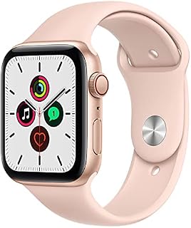 Apple Watch SE (GPS + Cellular, 44mm) - Gold Aluminum Case with Pink Sand Sport Band (Renewed)