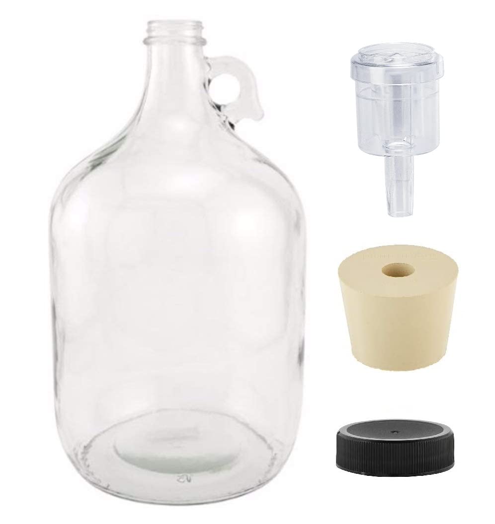 North Mountain Supply 1 Gallon Glass Fermenting Jug with Handle & Airlock | 1 Ga