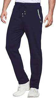 ZOXOZ Mens Joggers with Zipped Pockets Cotton Elasticated Hem Tracksuit Bottoms Men Slim Fit Sweatpants