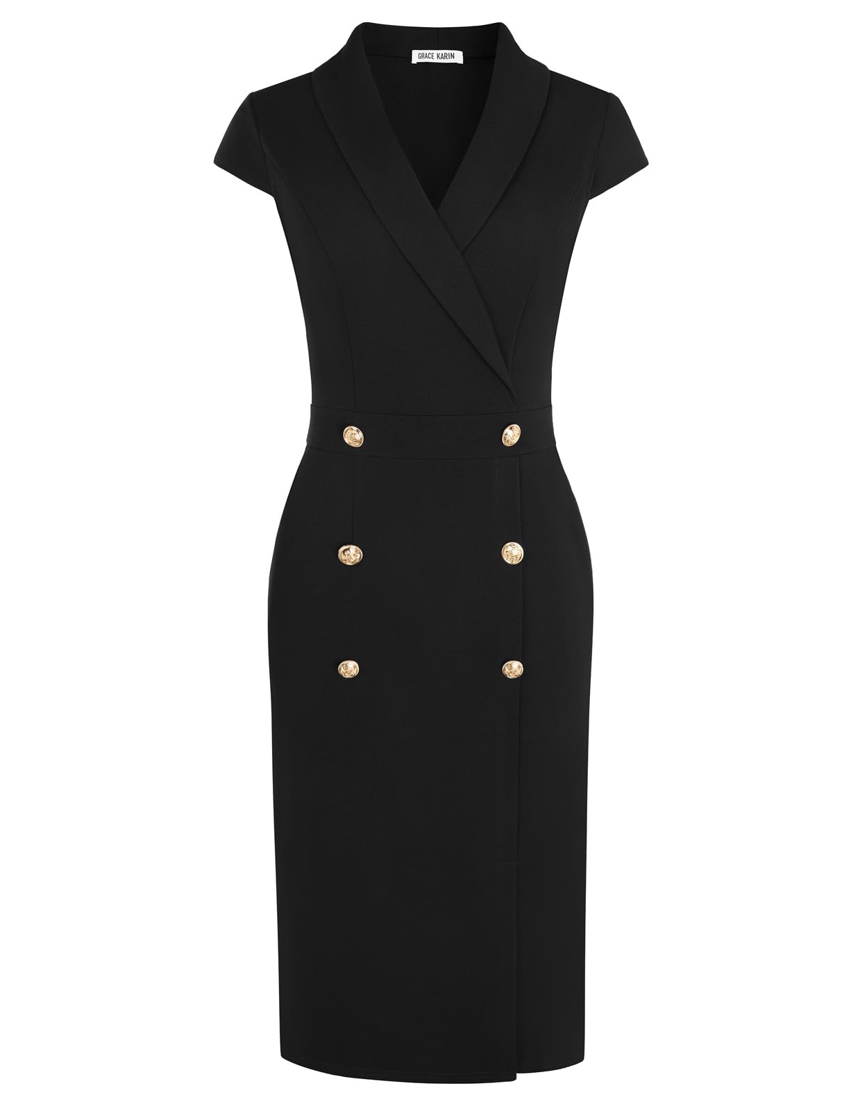 GRACE KARIN Robe moulante pour femme 2025, robe midi à manches courtes, avec bou