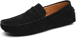 Men's Suede Leather Penny Loafers Comfort Driving Shoes Moccasins Handmade Slip On Driving Business Shoes in Sizes 5-14
