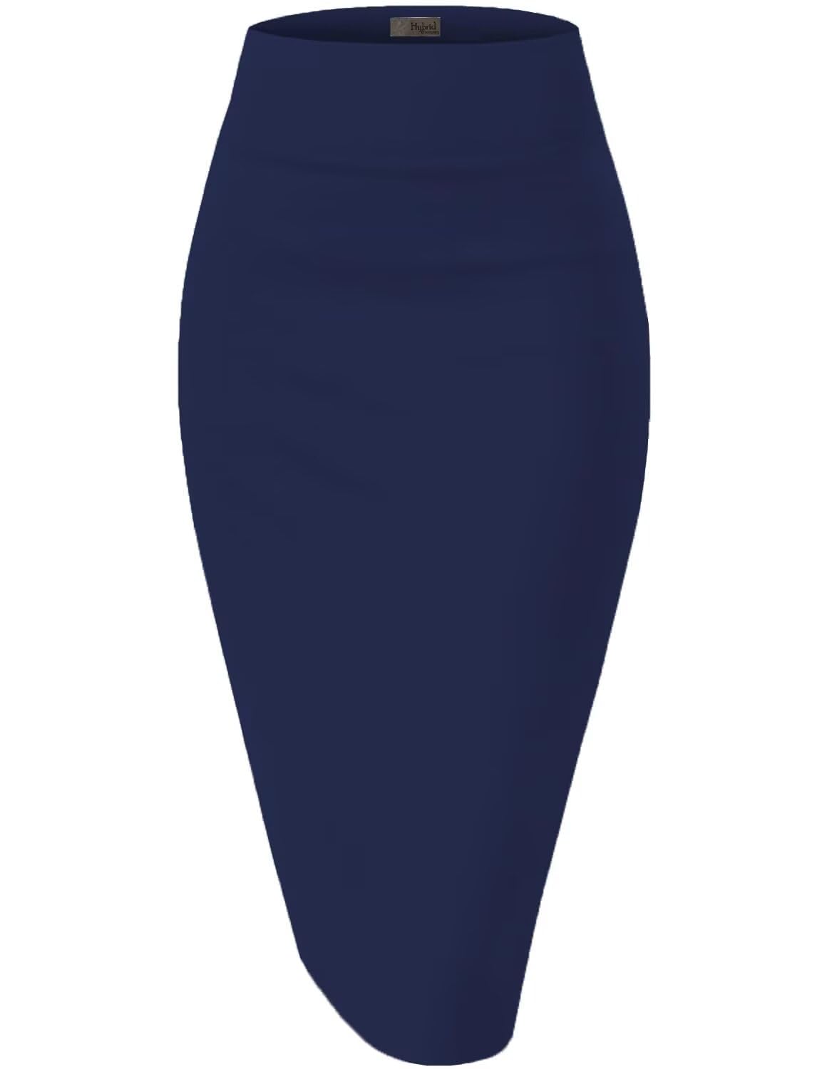 Hybrid & Company Women's Premium Nylon Ponte Stretch High Waist Pencil Suit Skir