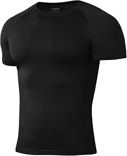 Niksa Men's Compression T-Shirts, 1 Pack or 2 Packs Running Tops Short Sleeve Crew Neck Quick Dry Base Layer Shirts for Gym Sports Fitness Workout Cycling Training