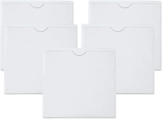 jeufun 5pcs Clear Self-Adhesive Windscreen Permit Holders, 105 x 105mm | Parking Ticket, Card and Note Holders for Car, Van and Caravan Windscreens