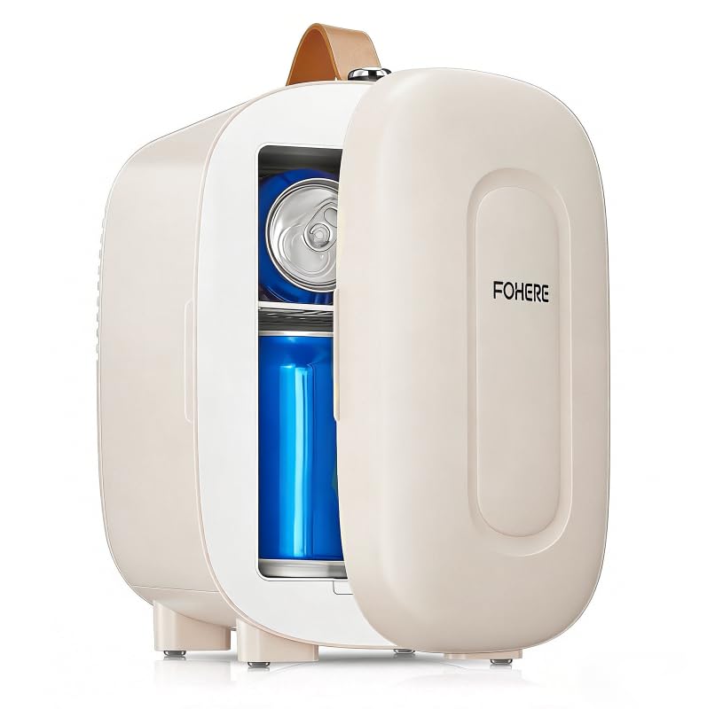 FOHERE Mini Fridge 5 Liter/6 Cans, Portable Mini Cooler & Warmer, AC+DC Power Co