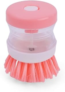 Kitchen Cleaning Brush Press-Type Liquid Filled Dishwashing Cleaning Brush with Soap Dispenser Home Cleaning Tool Purple 1 Piece