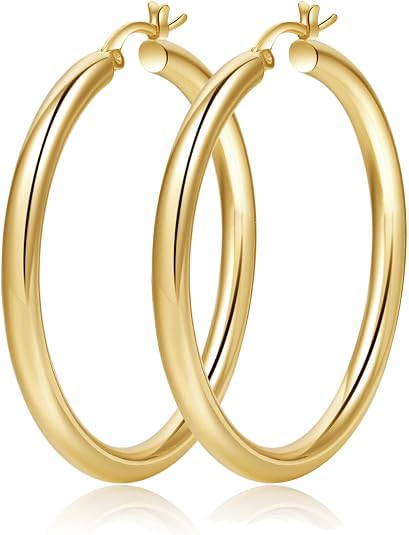 4mm Thick Gold Plated Chunky Earrings Silver Plated Hoop Earrings For Women | Ho
