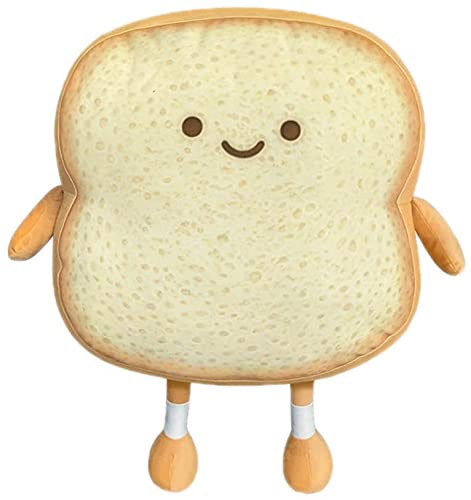 sunfedmiss Toast Bread Plush Pillow, Kawaii Smiling Cushion for Kids | Short plu