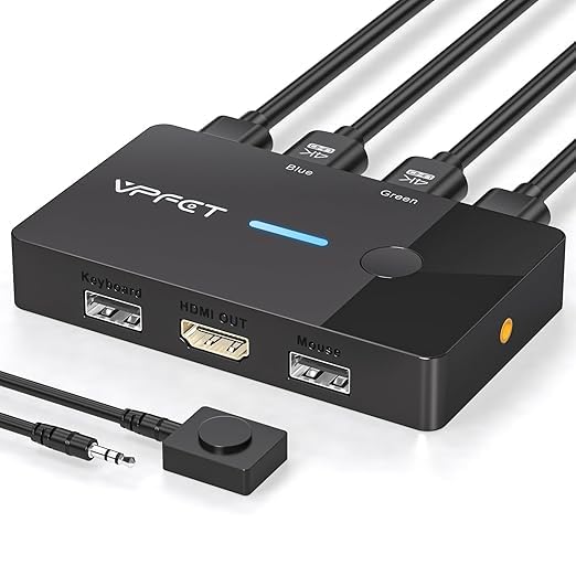 HDMI KVM Switch 1 Monitors 2 Computers 4K@60Hz USB KVM Switches 2 Ports for 2 PC