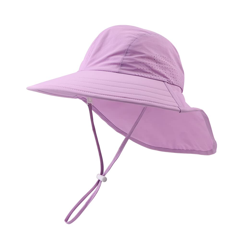 Zsedrut Toddler Summer Hat with Neck Flap Waterproof Kids Swim Hat Baby UV Prote