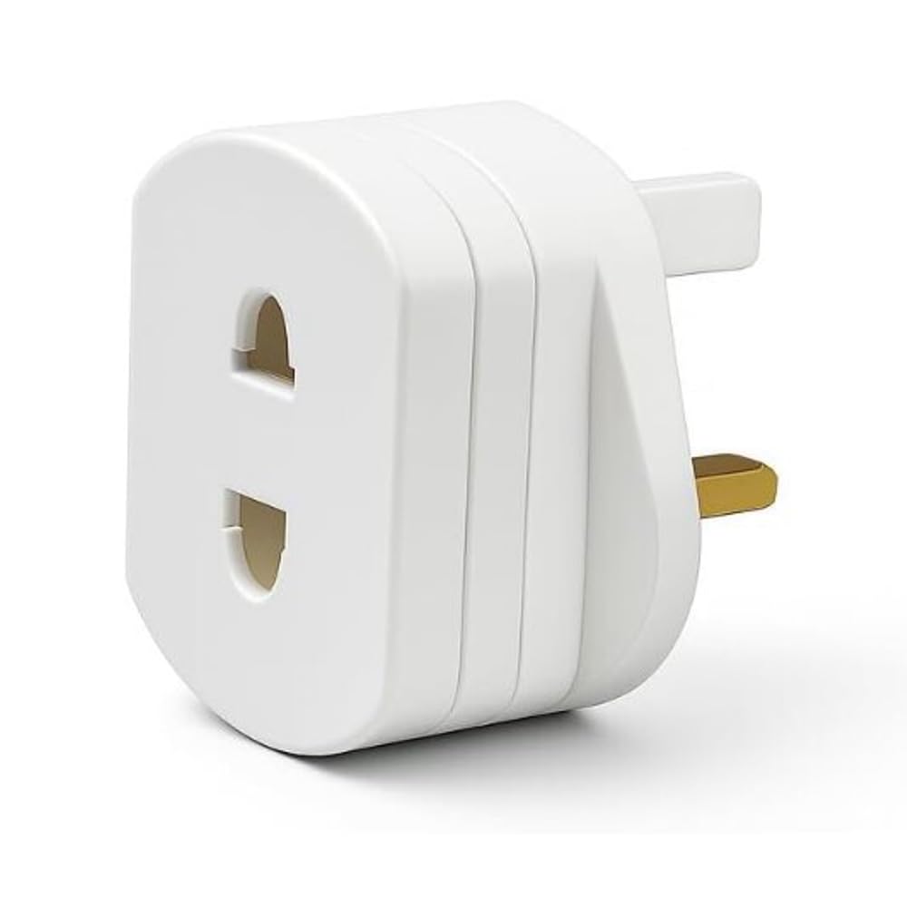 DAPTER 1 Pack White Shaver Plug Adaptor UK, 2 Pin to 3 Pin Adapter Plug UK | Whi