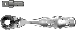 Wera 8001 A Zyklop Mini 1 1/4" Ratchet, with 1/4" Socket Adaptor, 05073230001, Silver