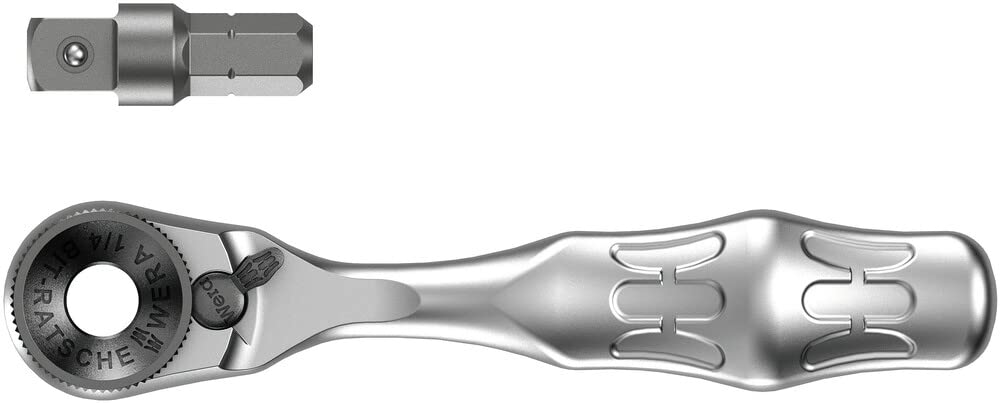 Wera 8001 A Zyklop Mini 1 1/4" Ratchet, with 1/4" Socket Adaptor, 05073230001, S