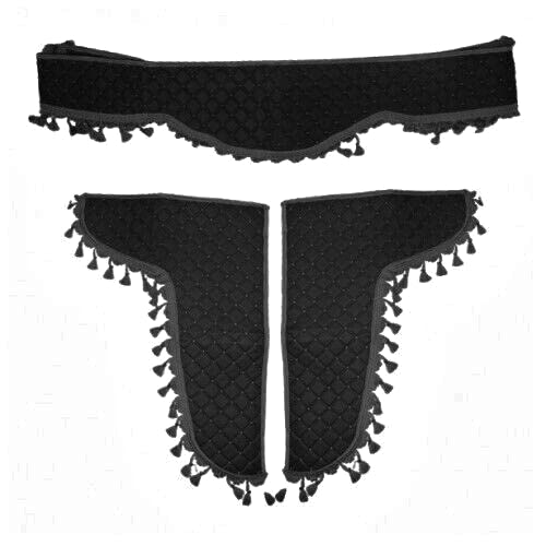24/7 AUTO Black Eco leather decorative truck bus lorry curtains 3 piece set, bla